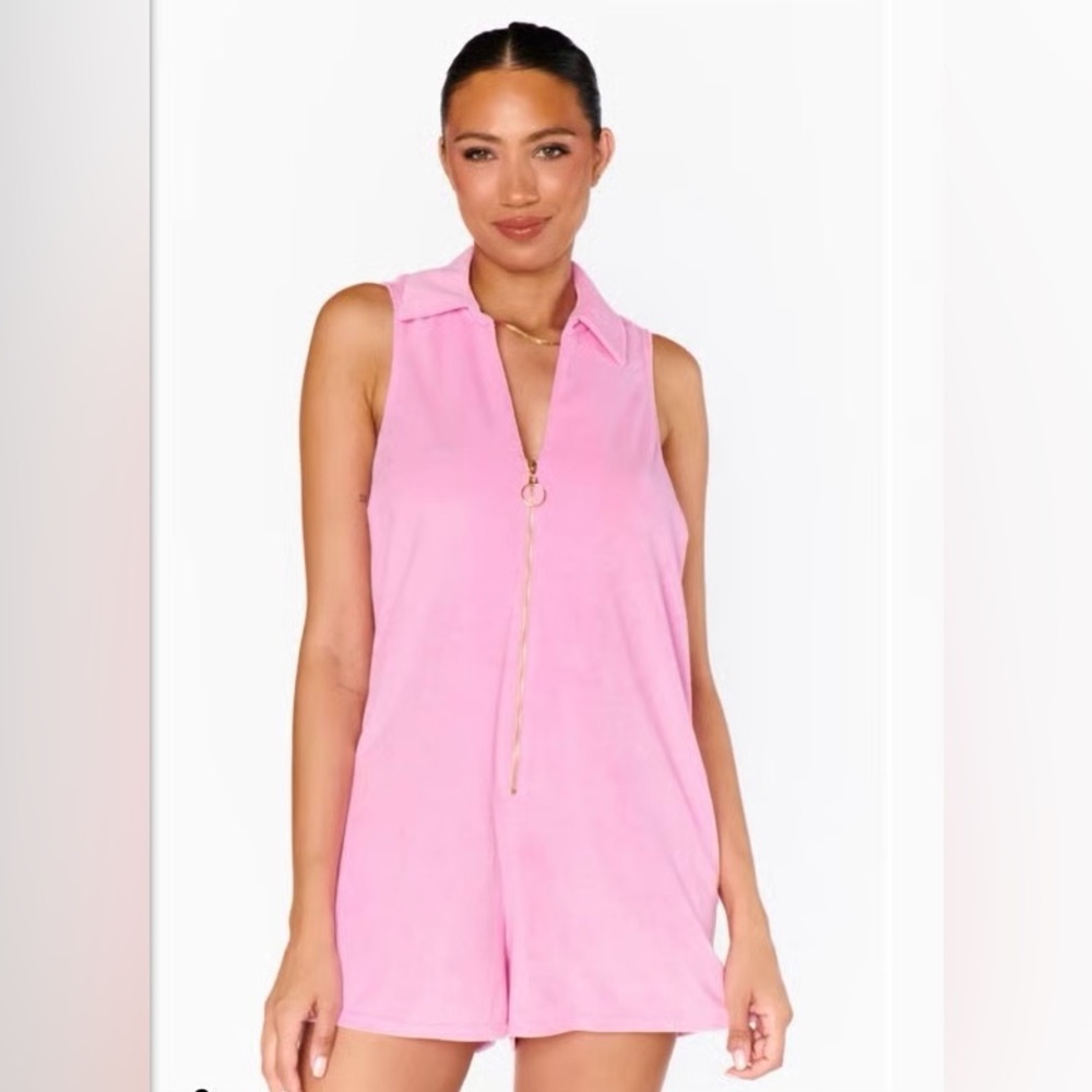 Show Me Your MuMu Pink Sleeveless Zip-Front Romper